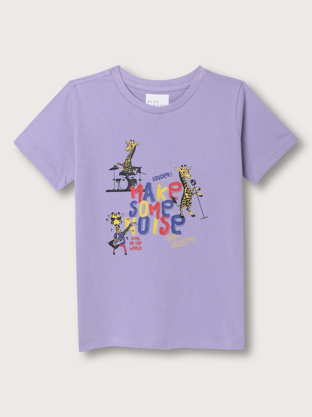 Blue Giraffe Boys Purple Printed Round Neck Short Sleeves T-Shirt