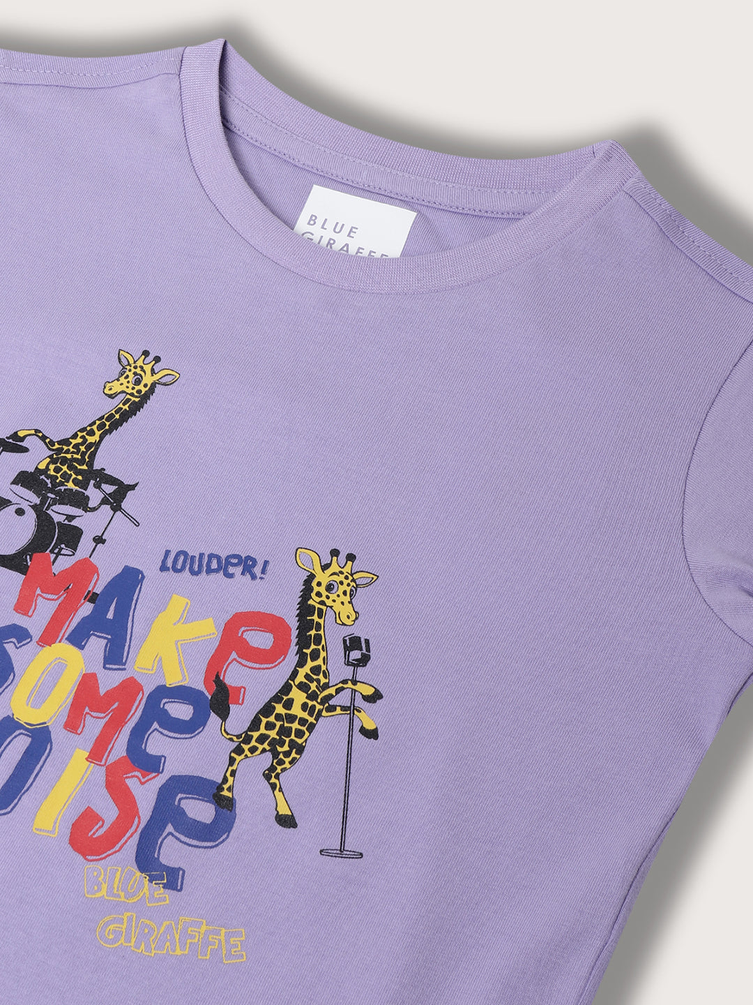 Blue Giraffe Boys Purple Printed Round Neck Short Sleeves T-Shirt