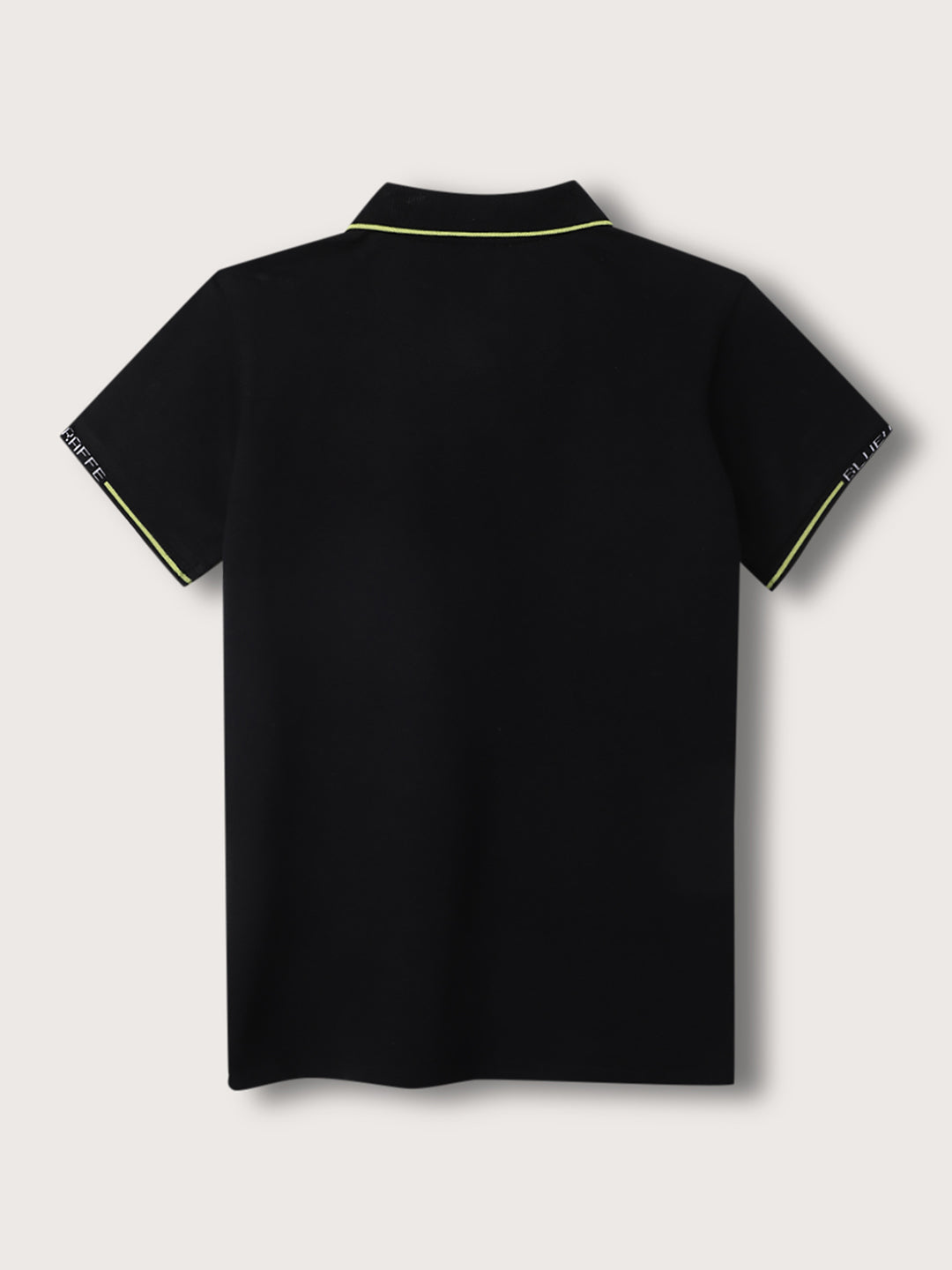 Blue Giraffe Boys Black Solid Polo Collar Short Sleeves T-Shirt