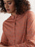 Elle Women Orange Printed Spread Collar Full Sleeves Shirt Dress