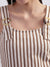 Elle Women Beige Striped Shoulder Straps Sleeveless Basic Jumpsuit