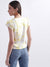 Elle Women Yellow Tie-Dye Round Neck Short Sleeves T-Shirt