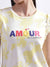 Elle Women Yellow Tie-Dye Round Neck Short Sleeves T-Shirt