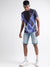 Iconic Men Blue Washed Regular Fit Mid-Rise Shorts