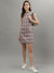 Iconic Women Red Checked Round Neck Short Sleeves Bodycon Dress