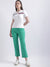 Iconic Women Green Solid Straight Fit Mid-Rise Trouser