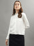 Iconic Women White Solid Spread Collar Full Sleeves Shirt