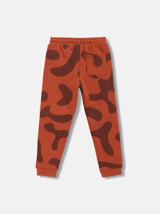 Blue Giraffe Boys Rust Printed Straight Fit Joggers Style Sweatpant