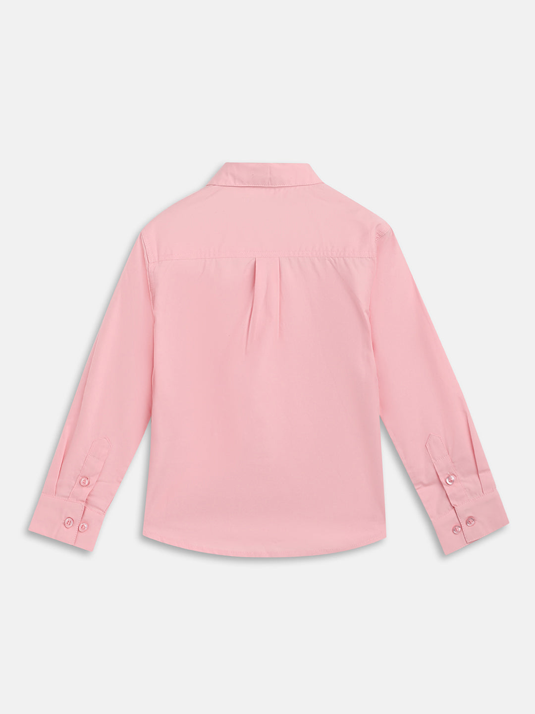 Blue Giraffe Boys Pink Solid Spread Collar Full Sleeves Shirt