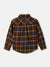 Blue Giraffe Boys Yellow Checked Spread Collar Full Sleeves Shirt