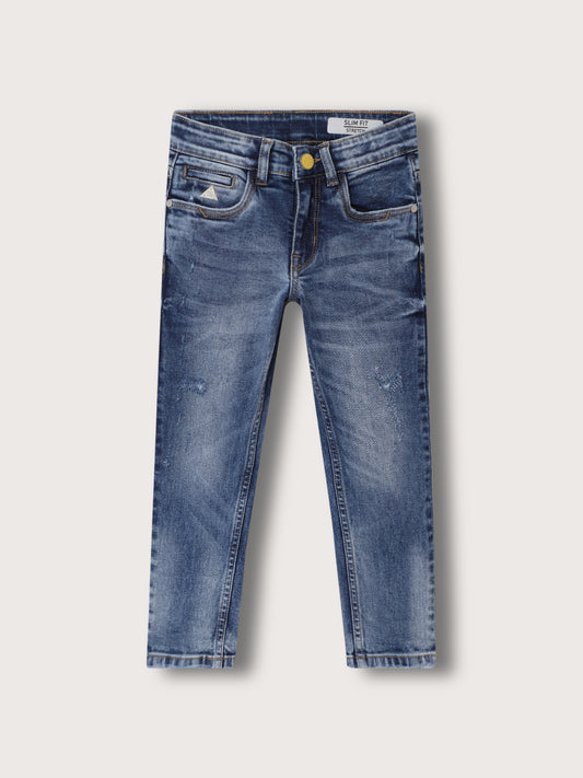 Blue Giraffe Boys Blue Washed Slim Fit Jeans