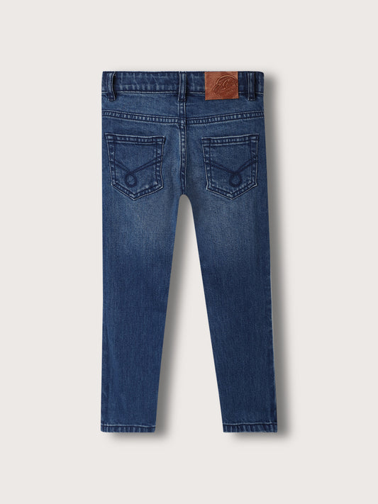 Blue Giraffe Boys Blue Washed Slim Fit Jeans