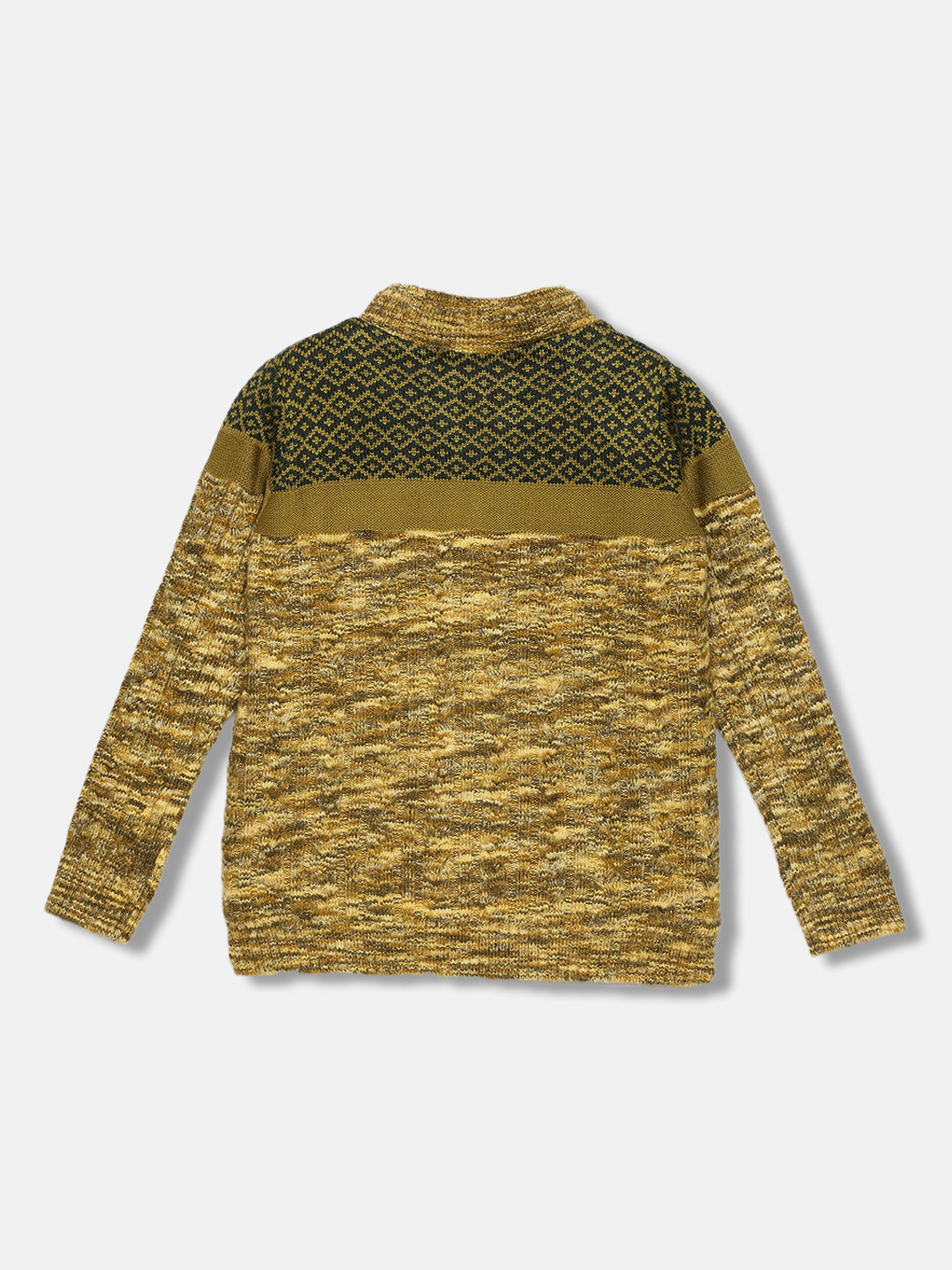 Blue Giraffe Boys Olive Solid High Neck Full Sleeves Sweater