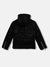 Blue Giraffe Girls Black Solid Hooded Full Sleeves Jacket