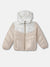 Blue Giraffe Girls Beige Color-Blocked Detachable Hood Full Sleeves Puffer Jacket