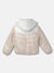 Blue Giraffe Girls Beige Color-Blocked Detachable Hood Full Sleeves Puffer Jacket