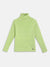 Blue Giraffe Girls Green Solid Turtle Neck Full Sleeves Pullover Style Sweater