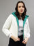 Elle Women Green Self-Design Stand Collar Full Sleeves Reversible Jacket