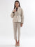 Elle Women Beige Solid Shawl Collar Full Sleeves Puffer Jacket