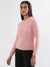 Elle Women Pink Solid Round Neck Full Sleeves Pullover Style Sweater