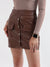 Elle Women Brown Solid Fitted Pencil Skirt