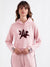 Elle Women Pink Printed Hooded Full Sleeves Pullover Style Sweatshirt