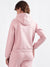 Elle Women Pink Printed Hooded Full Sleeves Pullover Style Sweatshirt