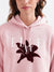 Elle Women Pink Printed Hooded Full Sleeves Pullover Style Sweatshirt