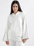 Elle Women White Solid High Neck Full Sleeves Pullover Style Sweatshirt