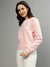 Elle Women Pink Solid Round Neck Full Sleeves Pullover Style Sweatshirt