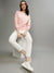 Elle Women Pink Solid Round Neck Full Sleeves Pullover Style Sweatshirt