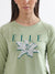 Elle Women Green Printed Round Neck Full Sleeves T-Shirt