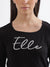 Elle Women Black Solid Round Neck Full Sleeves Top