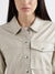 Elle Women Beige Solid Spread Collar Full Sleeves Top