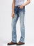 Iconic Men Blue Solid Bootcut Fit Mid-Rise Jeans