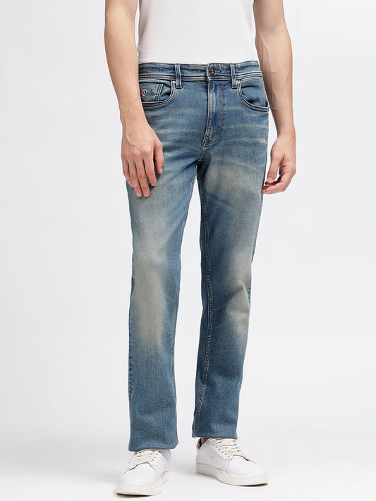 Iconic Men Blue Washed Slim Fit Mid-Rise Jeans