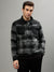 Iconic Men Black Checked Spread Collar Full Sleeves Jacket