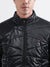 Iconic Men Black Solid Stand Collar Full Sleeves Quilted Jacket