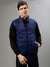 Iconic Men Blue Solid Stand Collar Sleeveless Jacket