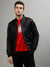 Iconic Men Black Solid Stand Collar Full Sleeves Jacket