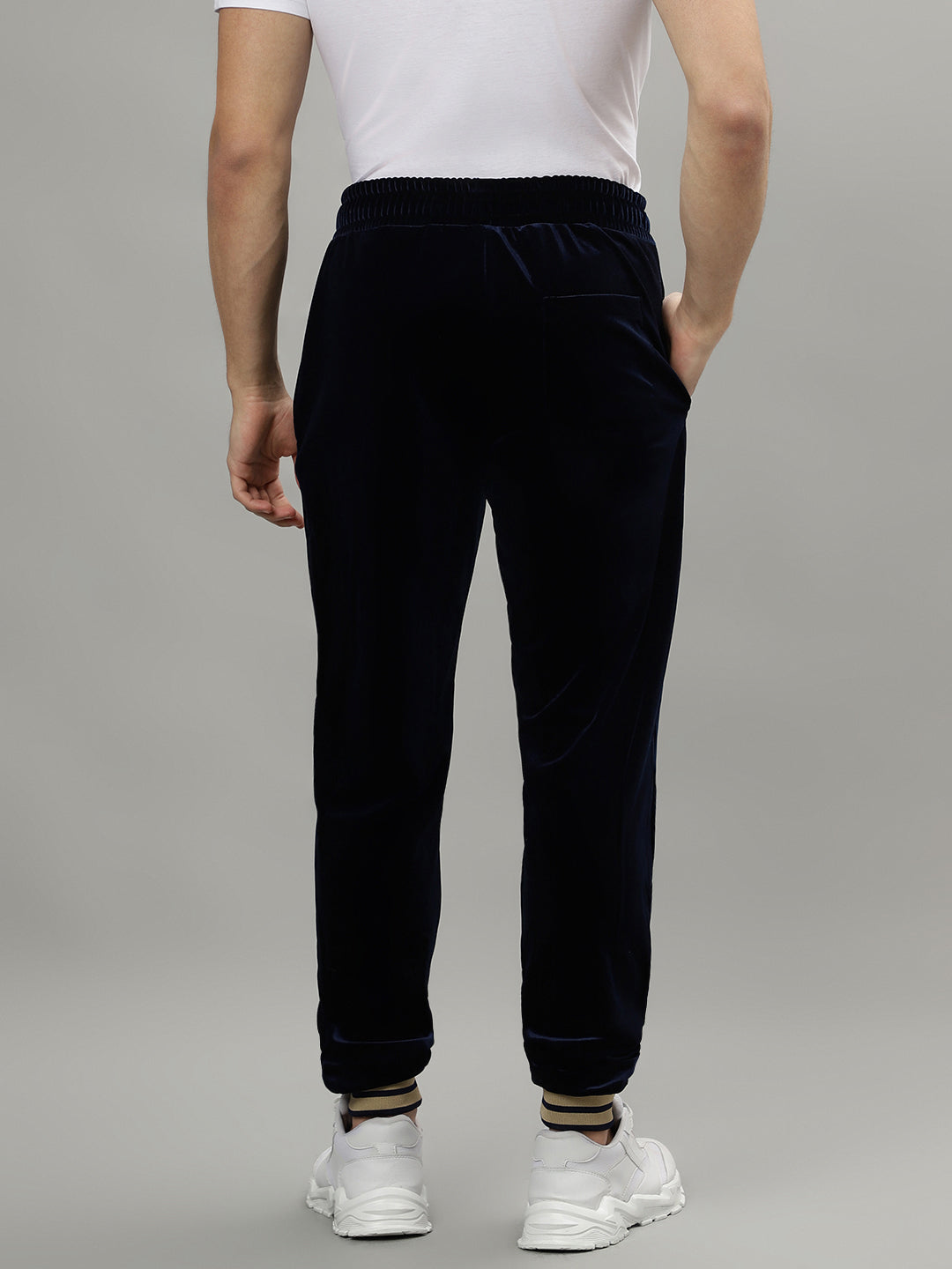 Iconic Men Navy Blue Solid Regular Fit Mid-Rise Trackpant