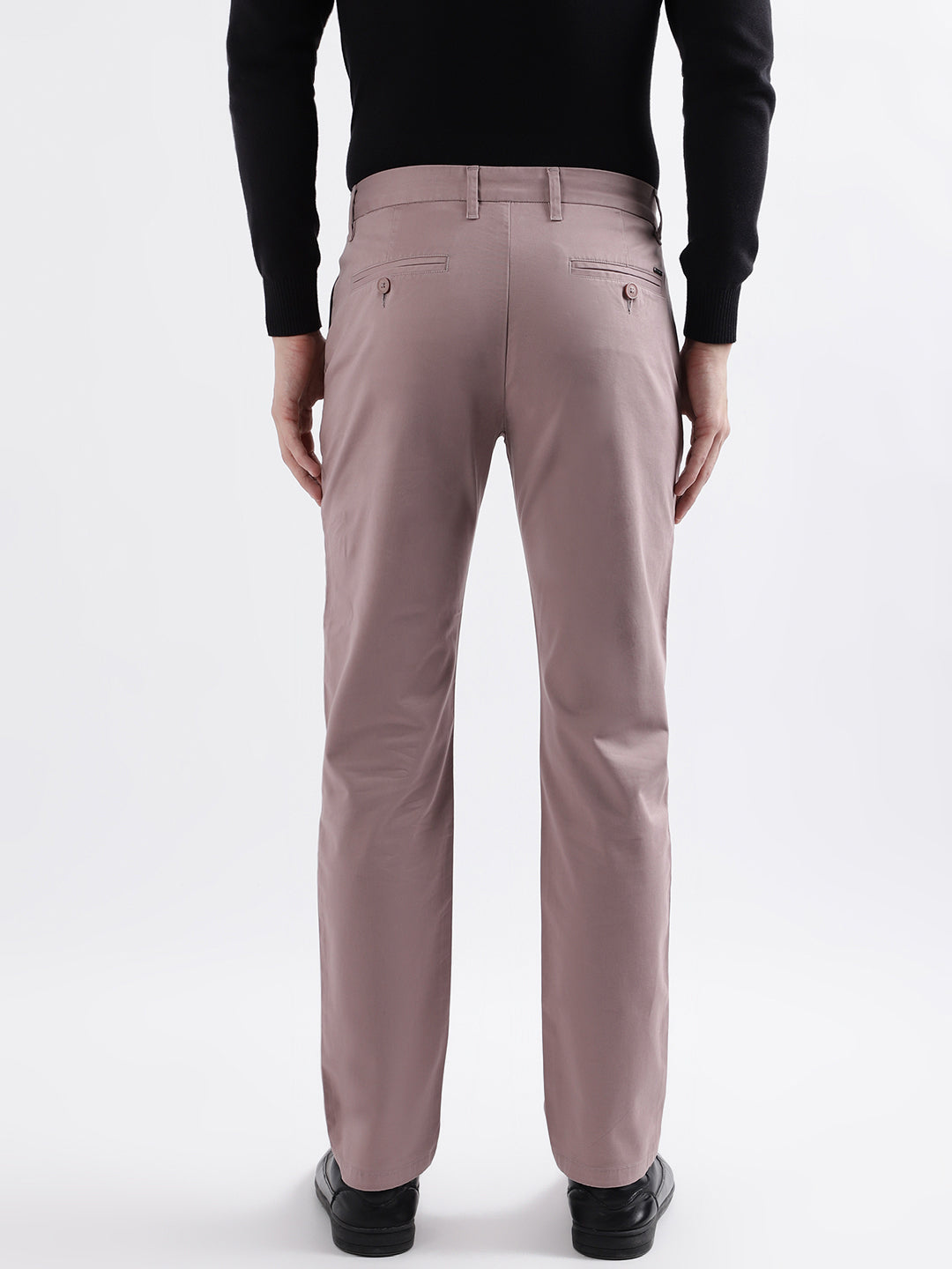 Iconic Men Pink Solid Slim Fit Mid-Rise Trouser