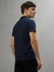 Iconic Men Navy Blue Solid Polo Collar Short Sleeves T-Shirt