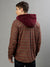 Iconic Men Red Striped Hooded Full Sleeves Shirt