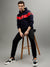 Iconic Men Navy Blue Colorblocked Hooded Full Sleeves Sweatshirt