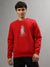 Iconic Men Red Solid Round Neck Full Sleeves Sweatshirt