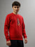 Iconic Men Red Solid Round Neck Full Sleeves Sweatshirt