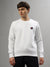 Iconic Men White Solid Round Neck Full Sleeves Sweatshirt