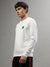 Iconic Men White Solid Round Neck Full Sleeves Sweatshirt