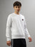 Iconic Men White Solid Round Neck Full Sleeves Sweatshirt